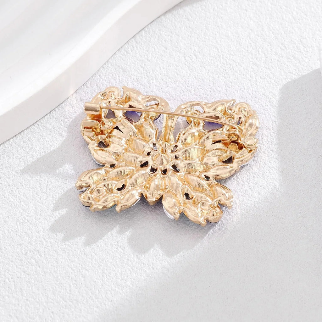 Luxury Rhinestone Butterfly Brooch For Women, Elegant Alloy Lapel Pin Corsage Coat Suit Accessory Gift