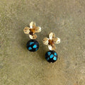 Original Design Vintage Floral Handmade Glass Tiger Eye Copper Drop Earrings