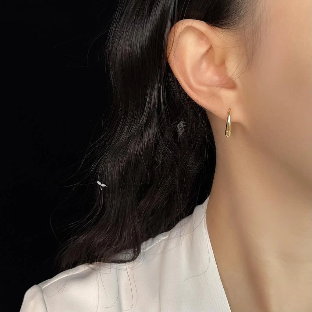 14K Gold Plated Copper U Shape Geometric Line Stud Earrings Minimalist European Style