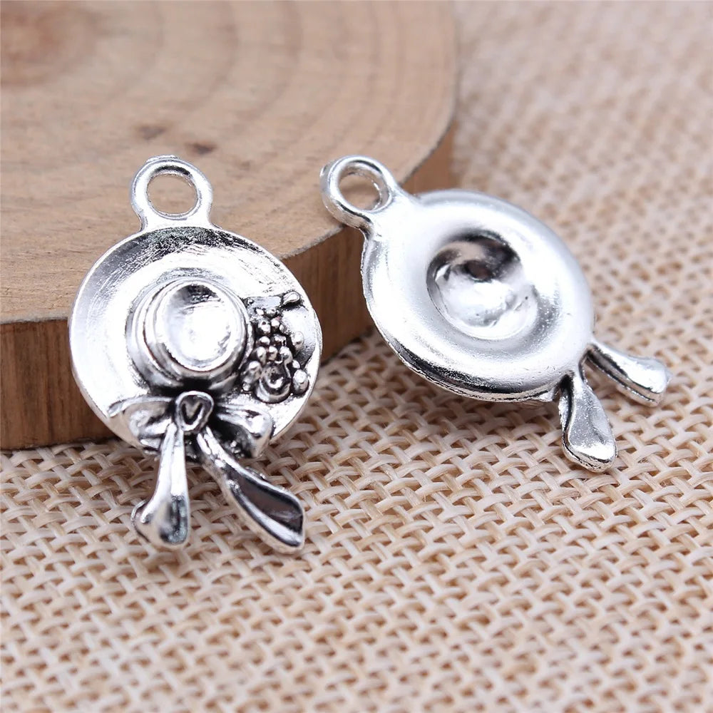 16x26mm 2g Antique Silver Zinc Alloy Bowknot Hat Butterfly Charm Pendant for DIY Jewelry Making