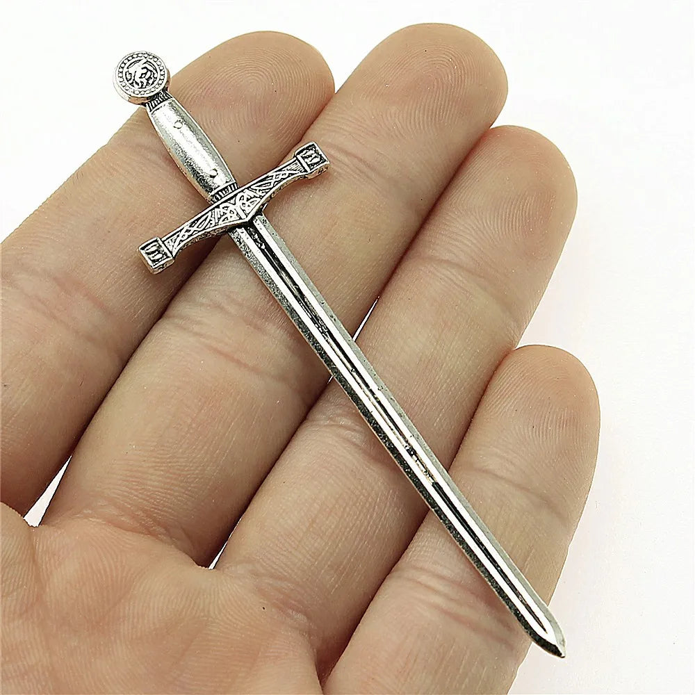 85x23mm 4.4g Multicolor Zinc Alloy Long Sword Fencing Charm Pendant for DIY Jewelry Making