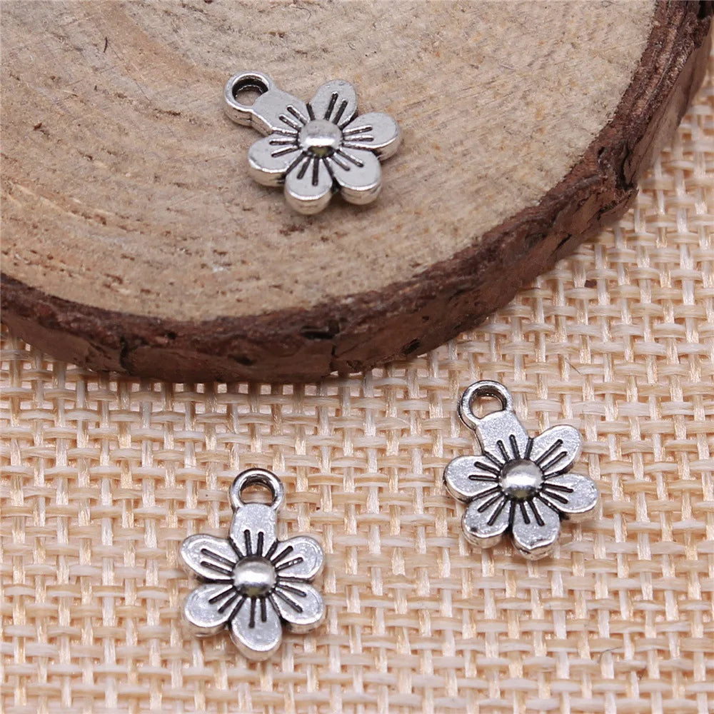 12x9mm 0.6g Multicolor Zinc Alloy Small Flower Charm Pendant for Bracelet Necklace DIY Making