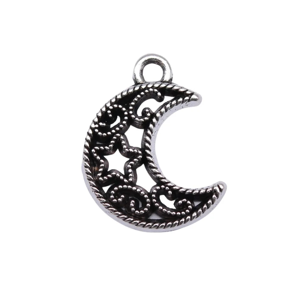 19x14mm 1g Multicolor Zinc Alloy Moon Star Charm Pendant for DIY Necklace Bracelet Jewelry Making