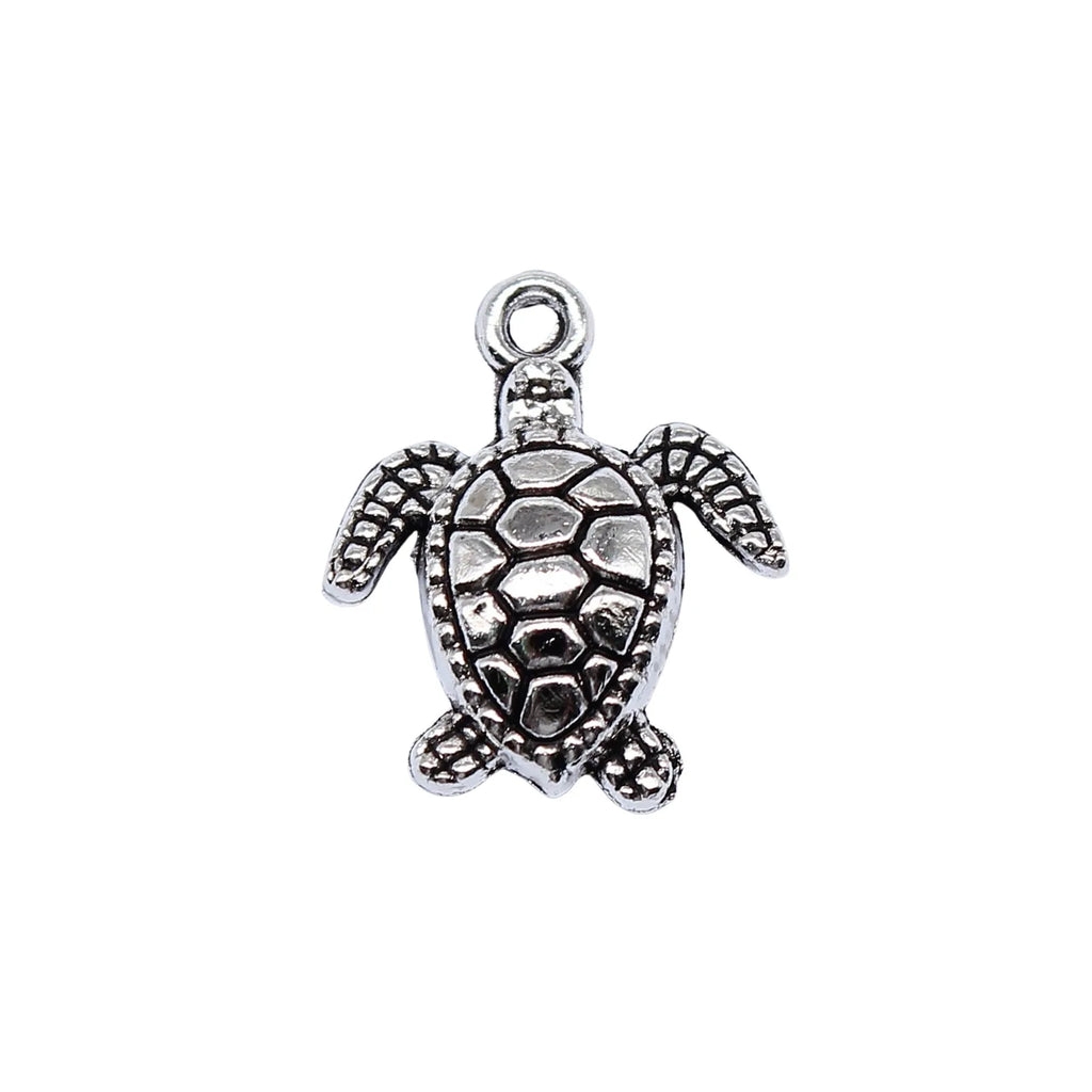 17x15mm 1.5g Antique Silver Zinc Alloy Sea Turtle Charm Pendant for DIY Necklace Bracelet Making