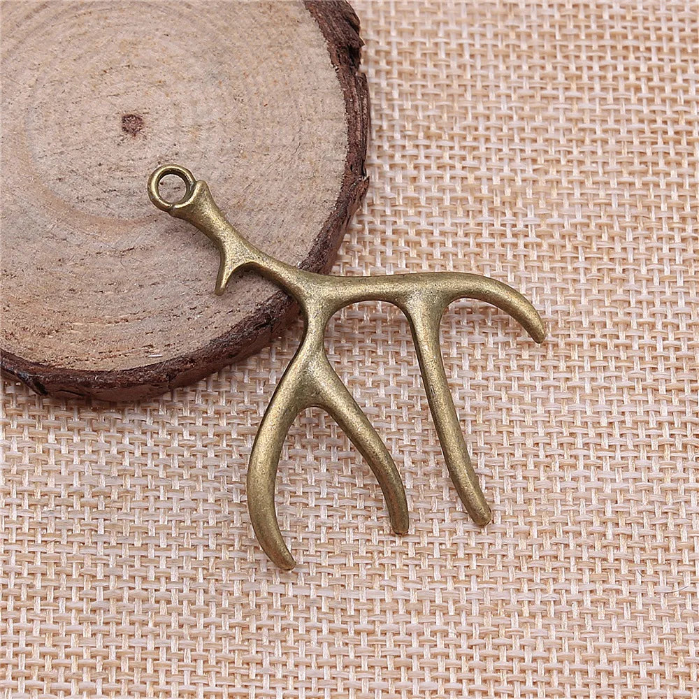 51x40mm 4.3g Multicolor Zinc Alloy Deer Antler Charm Pendant for Necklace Bracelet Making