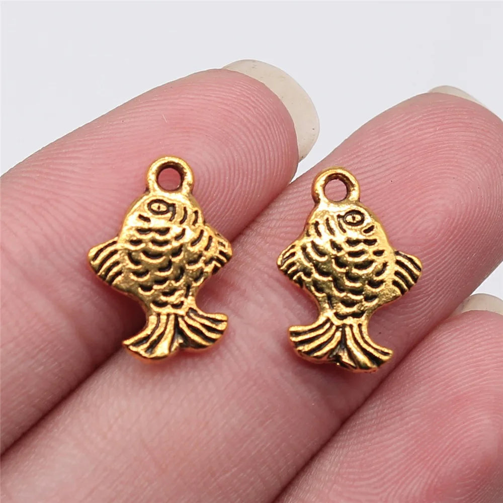 16x11mm 0.95g Multicolor Zinc Alloy Fish Charm Pendant for DIY Ocean Theme Necklace Bracelet Making