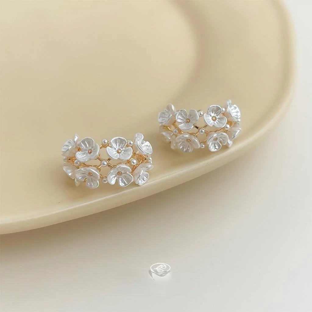14K Plated Copper Floral Petal Drop Earrings Sweet Summer Style