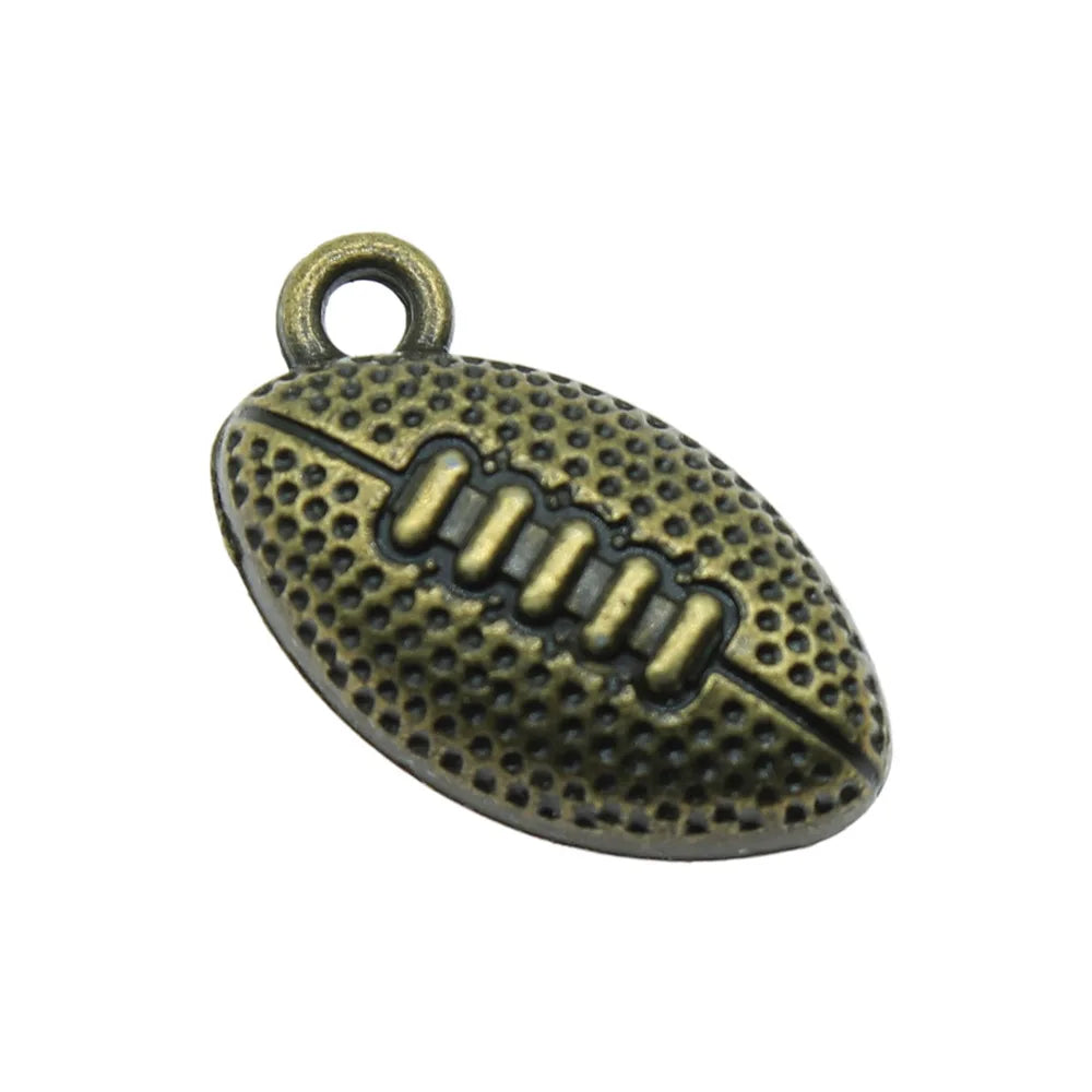 17x10mm 1.2g Multicolor Zinc Alloy Rugby Football Charm Pendant for DIY Sports Necklace Bracelet Making