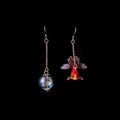 Silver And 14K Gold Plated Resin Goldfish Drop Earrings Asymmetric Japanese Style Jewelry