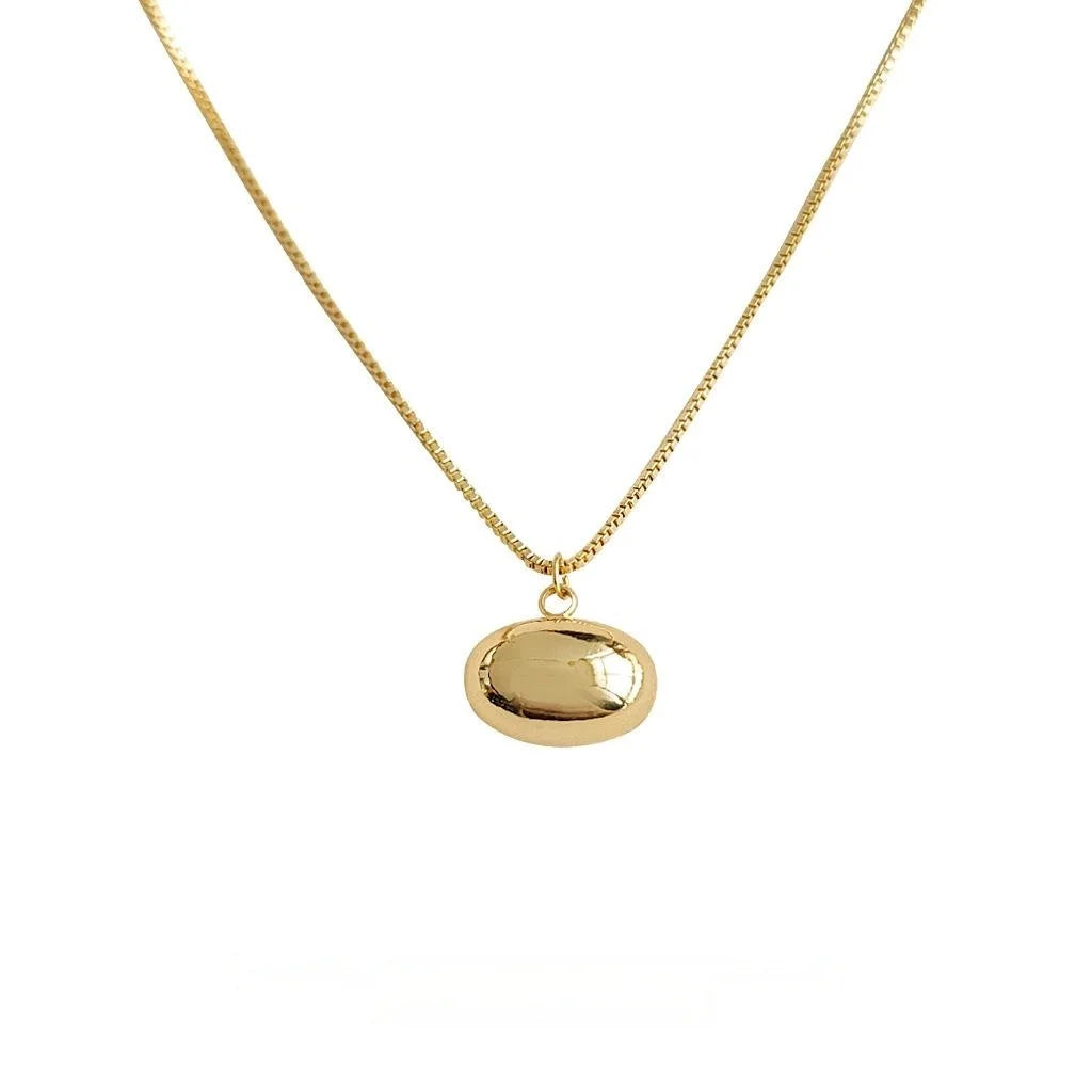 Premium Minimalist Oval Geometric 14K Gold Plated Copper Collarbone Necklace For Office Lady