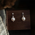 Handmade French Light Luxury Glass Pearl Geometric Sphere Drop Earrings For Women