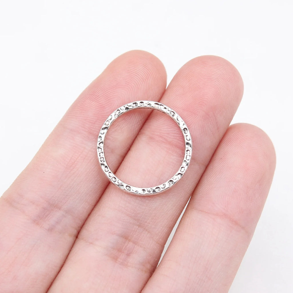 19x19mm 0.72g Multicolor Zinc Alloy Hammered Round Ring Charm Pendant for DIY Jewelry Making