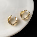 French Vintage Irregular Geometric Copper Drop Earrings, Elegant Round Commuter Jewelry