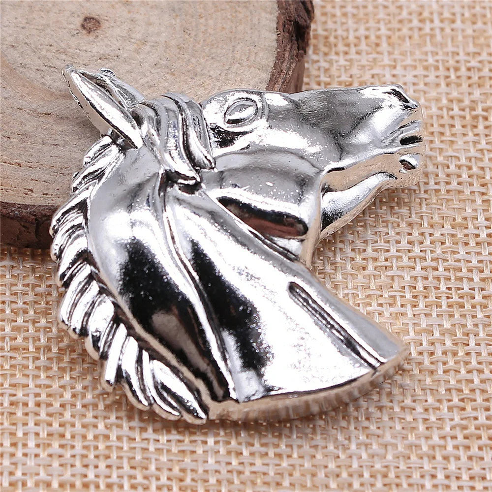 52x51mm 15.6g Zinc Alloy Horse Head Charm Pendant for DIY Necklace Bracelet Clothing Decoration