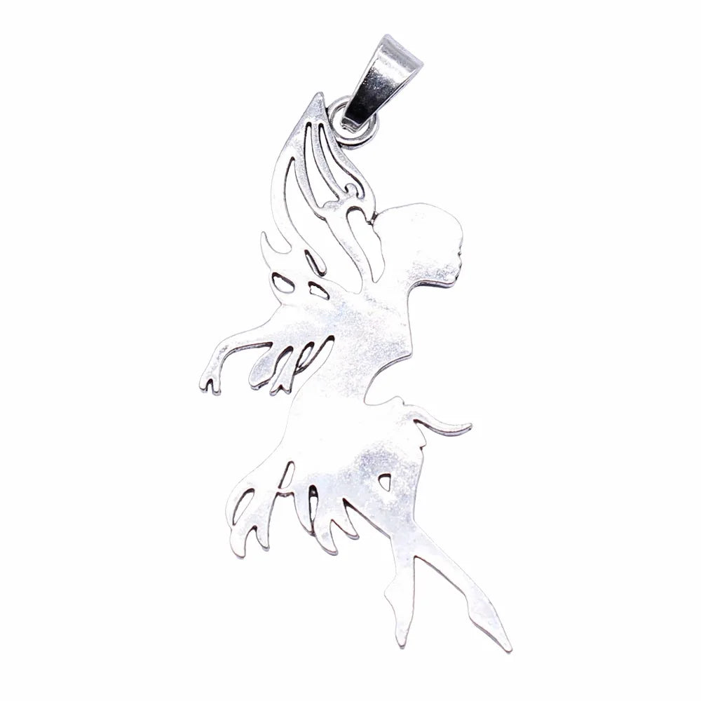 91x42mm 14g Antique Silver Zinc Alloy Dancer Fairy Charm Pendant for DIY Necklace Bracelet Making