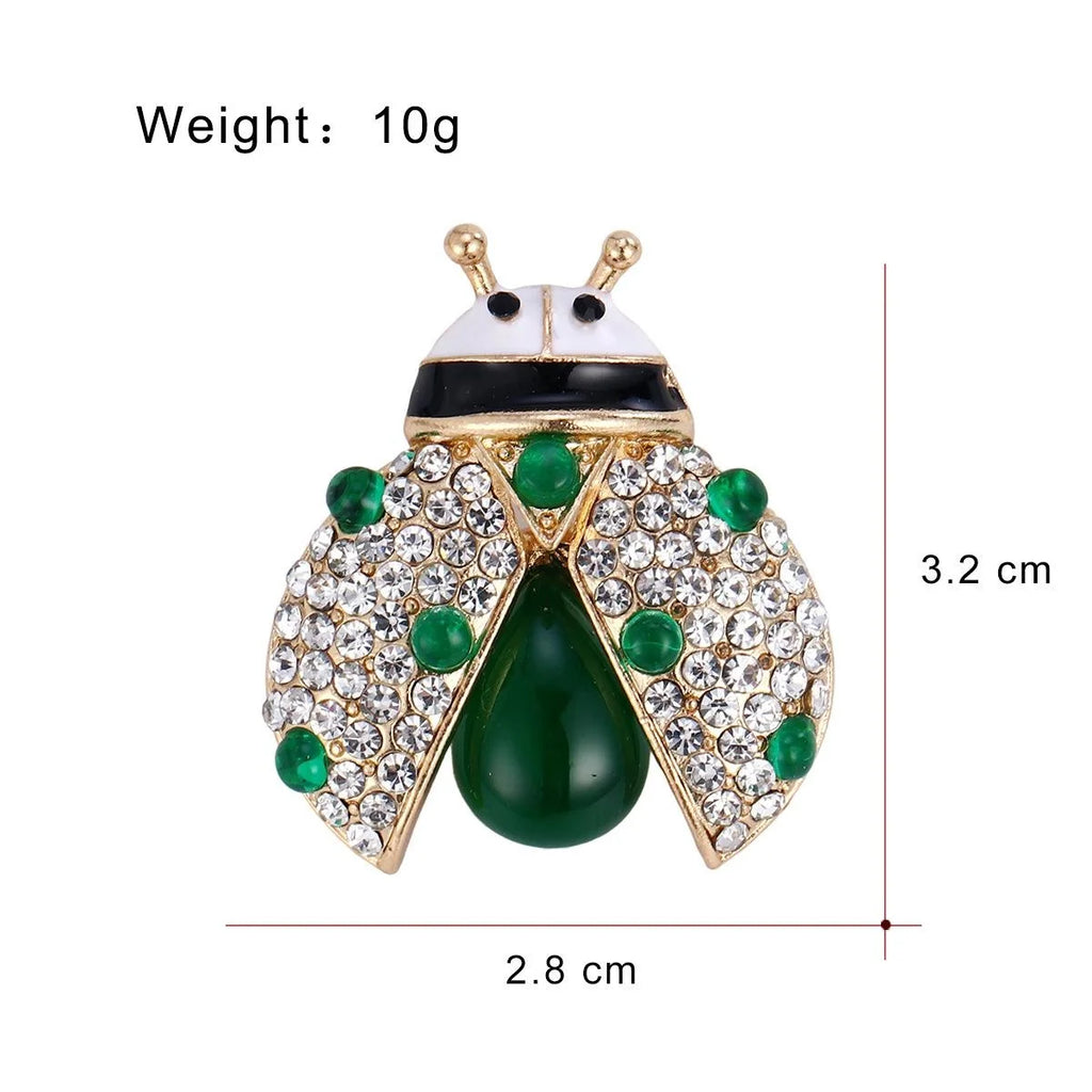 Luxury Ladybug Insect Brooch With Rhinestone Alloy Enamel Wings, Elegant Lapel Pin Corsage Gift
