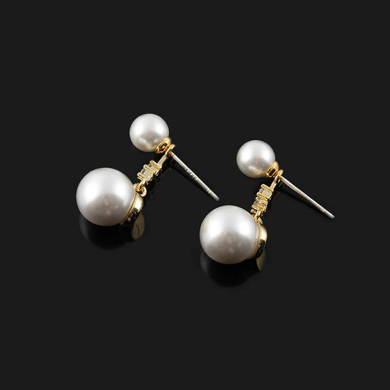 Elegant Faux Pearl Spiral Disc Drop Stud & Clip On No Piercing Alloy Rhinestone Dangle Earrings