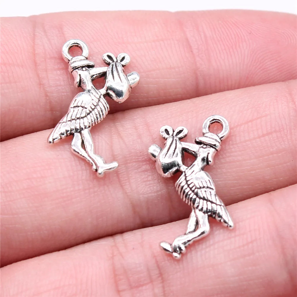23x18mm 1.6g Antique Silver Zinc Alloy Cormorant Bird Charm Pendant for DIY Jewelry Making