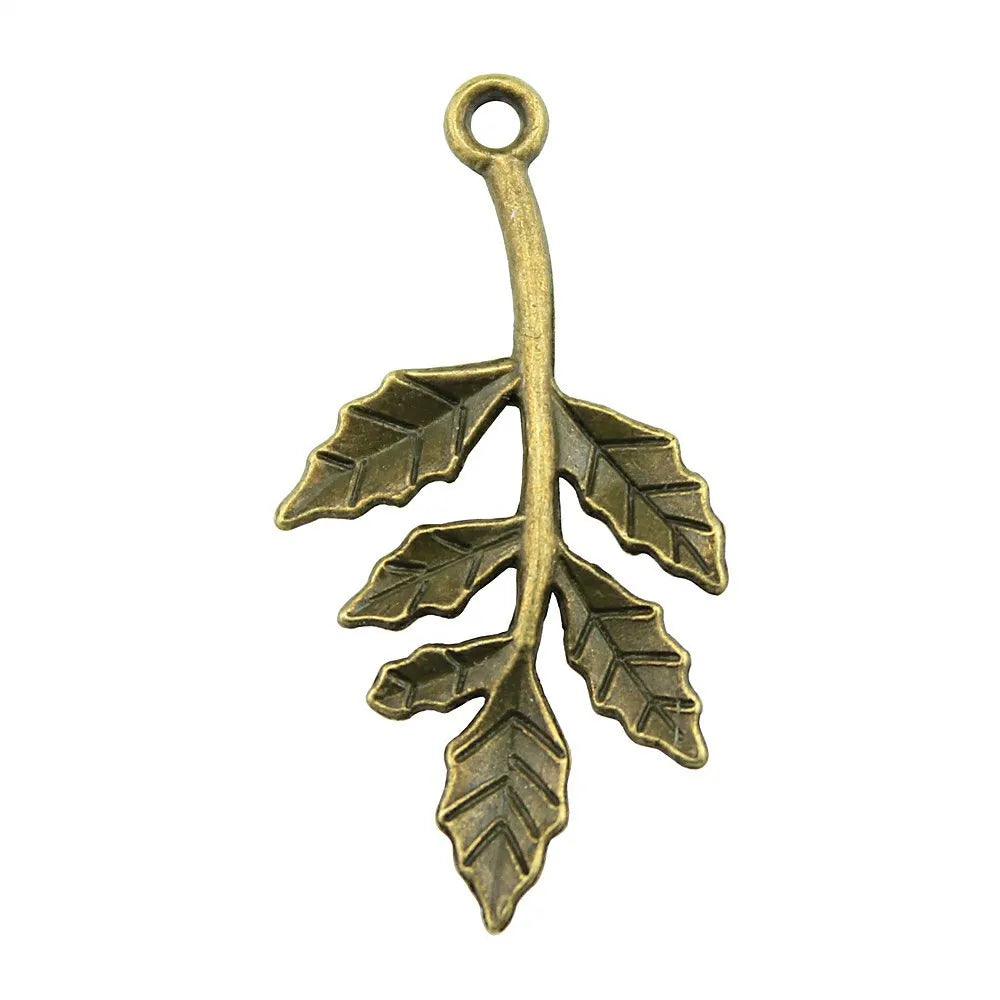 30x16mm 1.2g Multicolor Zinc Alloy Branch Leaf Charm Pendant for Necklace Bracelet Making