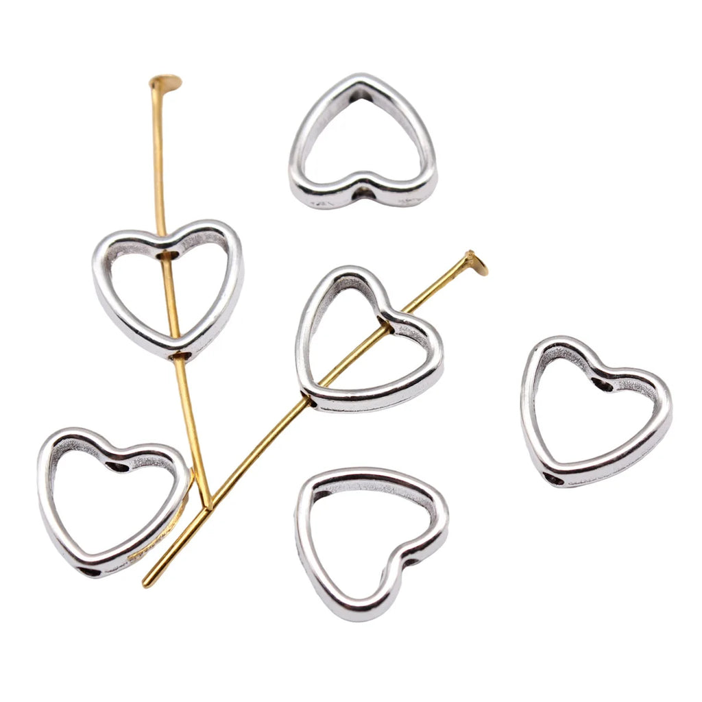 11x12x1.3mm 0.9g Zinc Alloy Heart Connector Charm Findings for DIY Bracelet Necklace Jewelry Making