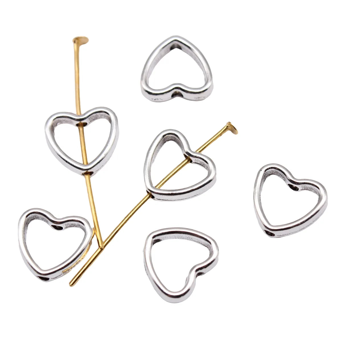 11x12x1.3mm 0.9g Zinc Alloy Heart Connector Charm Findings for DIY Bracelet Necklace Jewelry Making