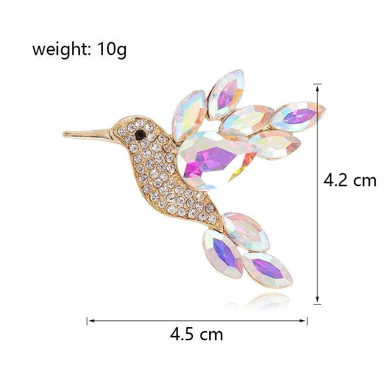 Elegant Flying Bird Rhinestone Glass Brooch Alloy Hummingbird Lapel Pin Corsage For Women's Suit Accessory Gift