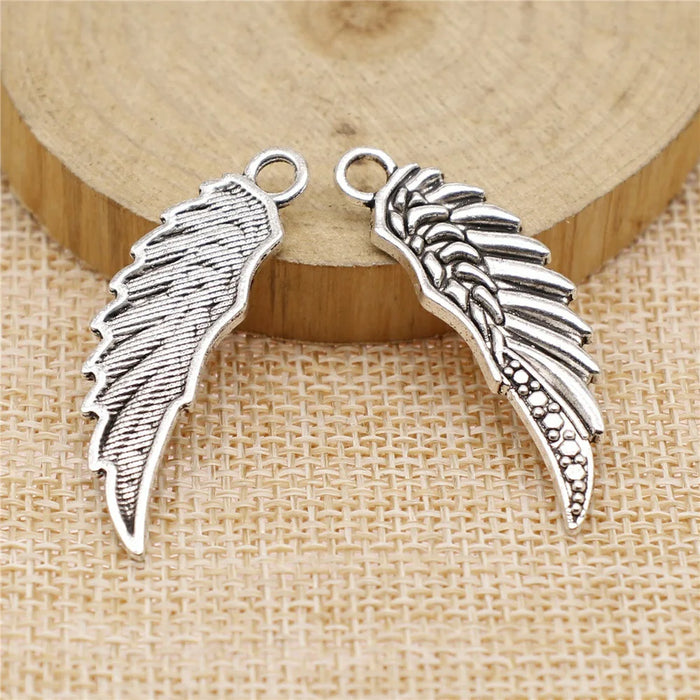 39mm 2.5g Antique Silver Zinc Alloy Wing Charm Pendant for DIY Necklace Bracelet Jewelry Making