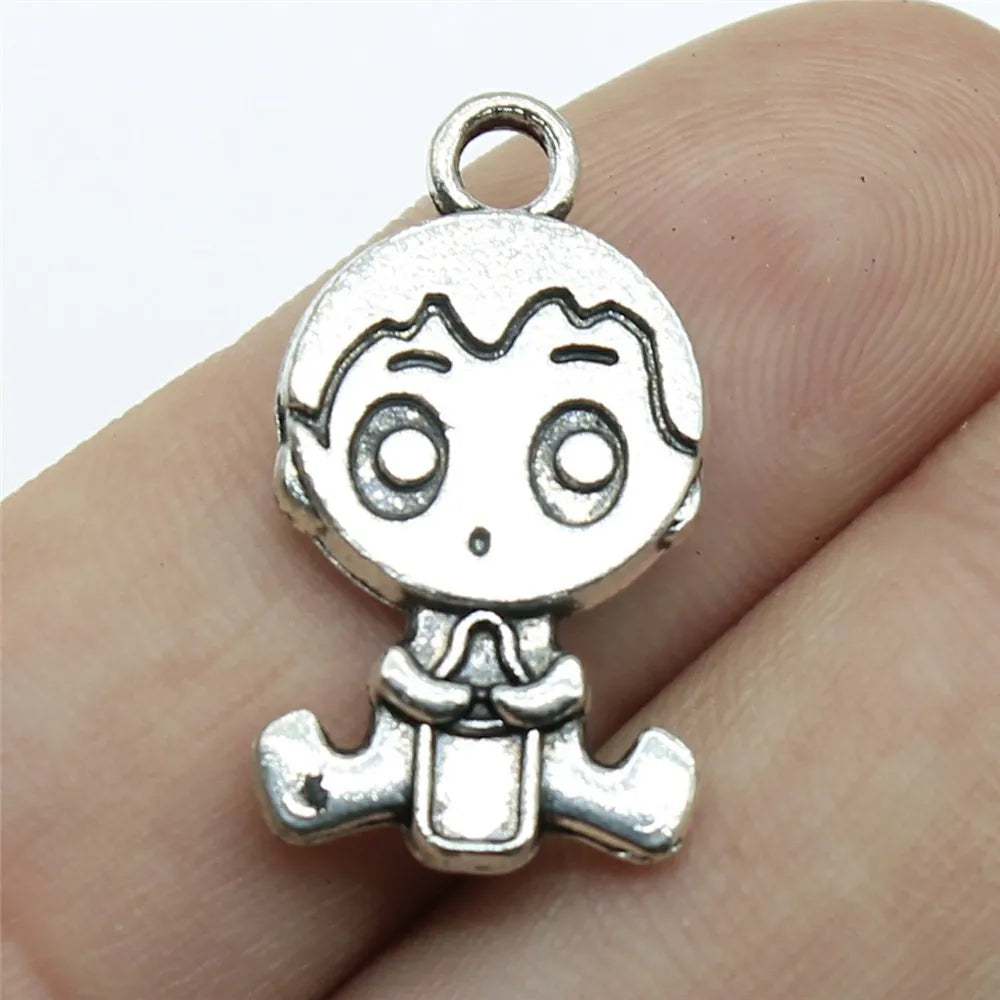 24x13mm 3.1g Antique Silver Zinc Alloy Baby Bottle Boy Double Sided Charm Pendant for DIY Baby Shower Jewelry Making