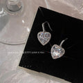 Light Luxury Copper Micro Pave Zircon Heart Drop Earrings Elegant Evening Jewelry