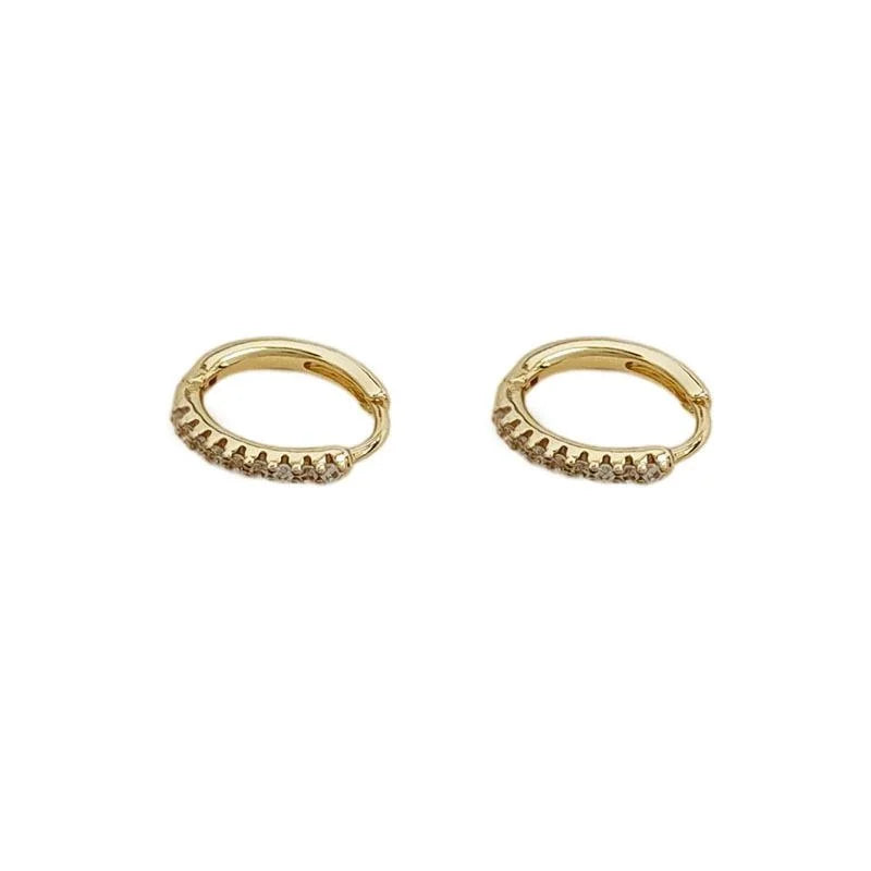 14K Gold Plated Copper Zircon Micro Pave Round Drop Earrings For Women