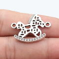 28x22mm 2.6g Antique Silver Tone Zinc Alloy Rocking Horse Connector Charm for DIY Bracelet Jewelry