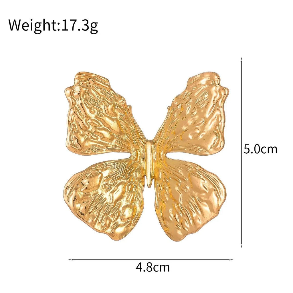 Elegant 3D Gold Alloy Butterfly Brooch With Textured Wings, Luxury Lapel Pin Corsage Suit Accessory Gift