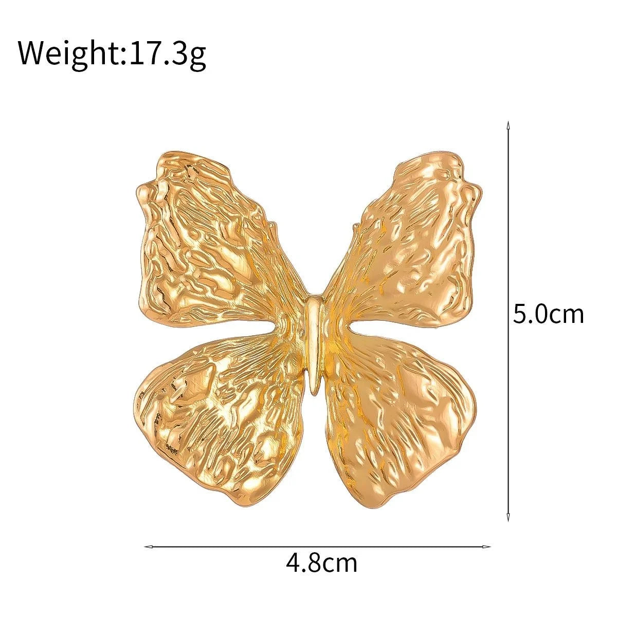 Elegant 3D Gold Alloy Butterfly Brooch With Textured Wings, Luxury Lapel Pin Corsage Suit Accessory Gift
