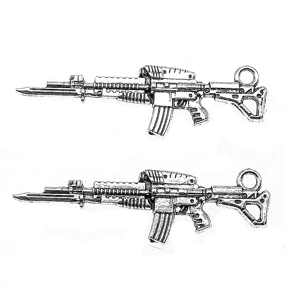44x13mm 2.6g Antique Silver Zinc Alloy Machine Gun Charm Pendant for DIY Punk Jewelry Making