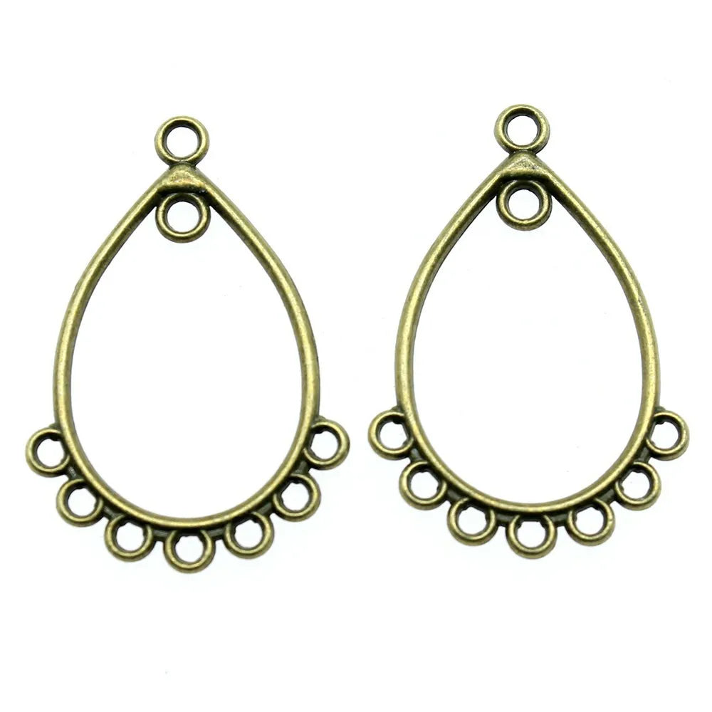 38x26mm 1.7g Multicolor Zinc Alloy Teardrop Earring Connector Charms for DIY Earrings Making