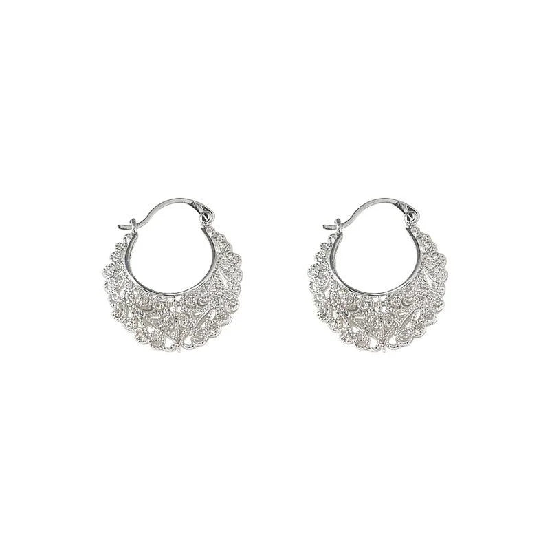 Ethnic Style Copper Oval Geometric Hollow Out Drop Earrings For Women Jewelry