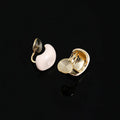 Elegant Spring Summer Pale Pink Bean Shape Enamel Alloy Stud & Clip On No Piercing Fashion Earrings