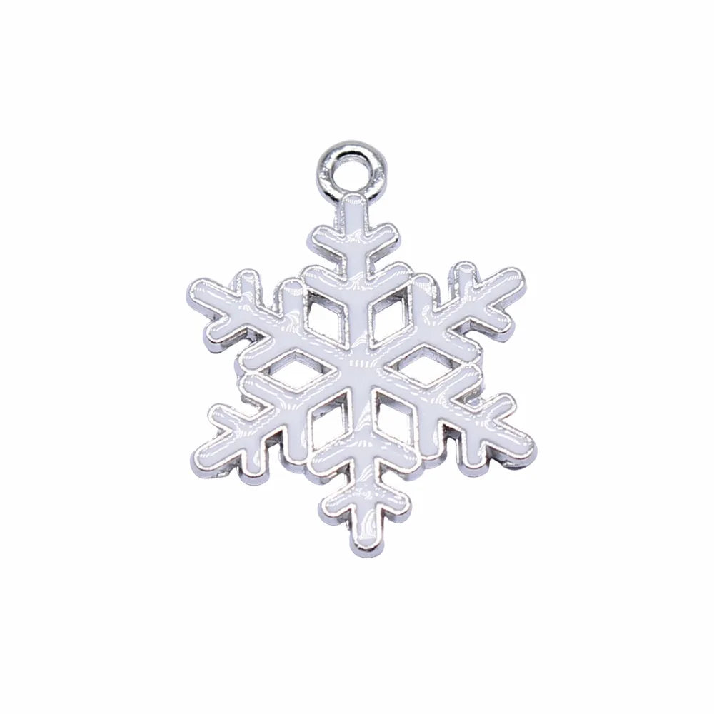 25x19mm 1.45g White K Color Zinc Alloy Snowflake Charm Pendant for DIY Christmas Jewelry Making
