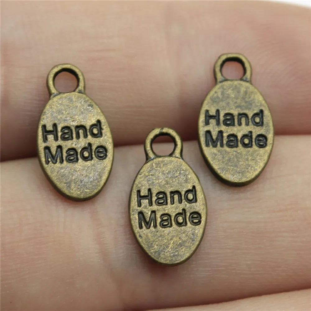 15x8mm 0.6g Antique Bronze Zinc Alloy hand made Letter Charm Pendant for DIY Jewelry Making