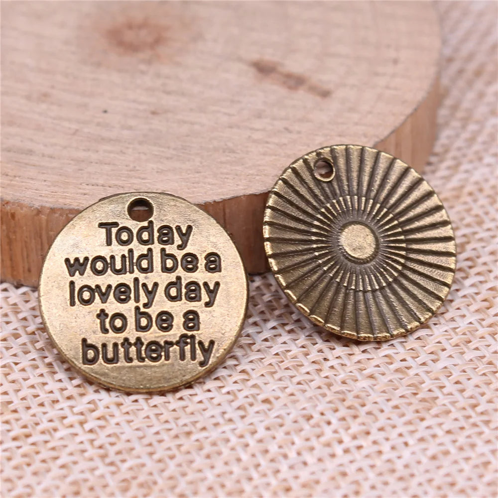 20mm 1.8g Zinc Alloy Butterfly Quote Charm Pendant for Necklace Bracelet Jewelry Making
