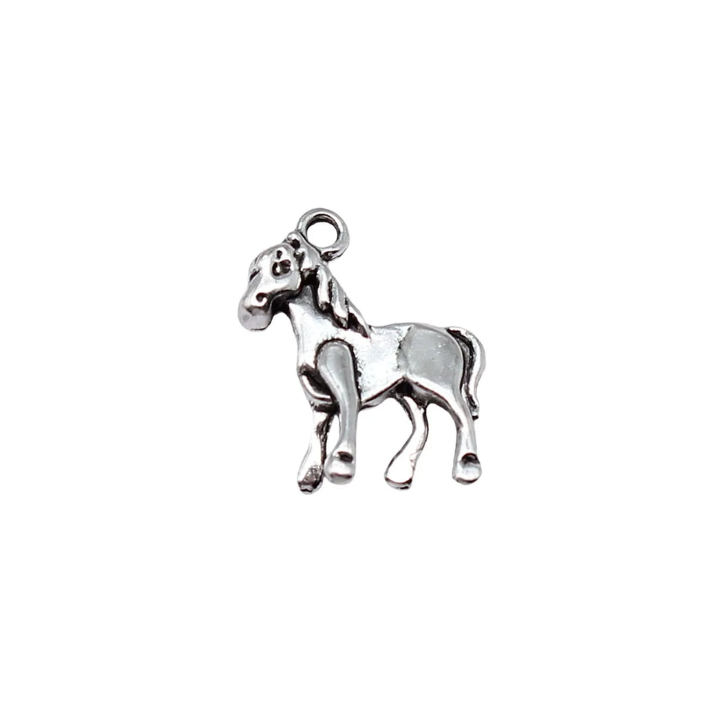 17x15mm 1.3g Antique Silver Zinc Alloy Foal Charm Pendant for DIY Necklace Bracelet Making
