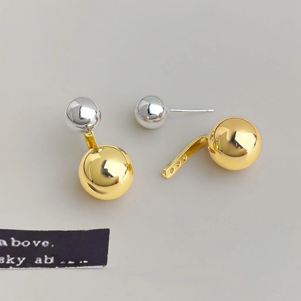 Convertible Two Tone Eco-Friendly Copper Geometric Round Bean Drop Earrings