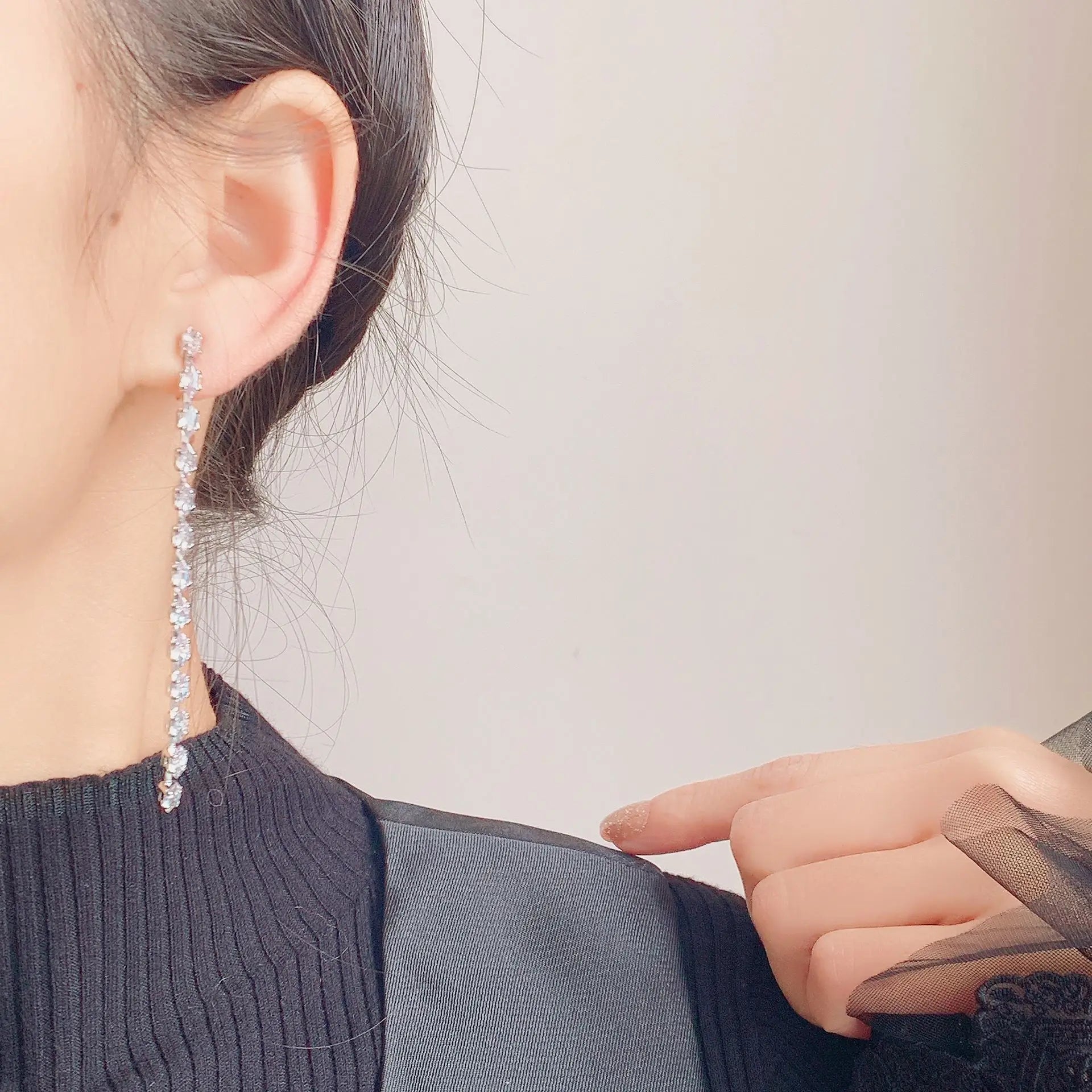 Elegant Long Tassel Marquise Zircon Spiral Drop Stud & Clip On No Piercing Silver Needle Earrings