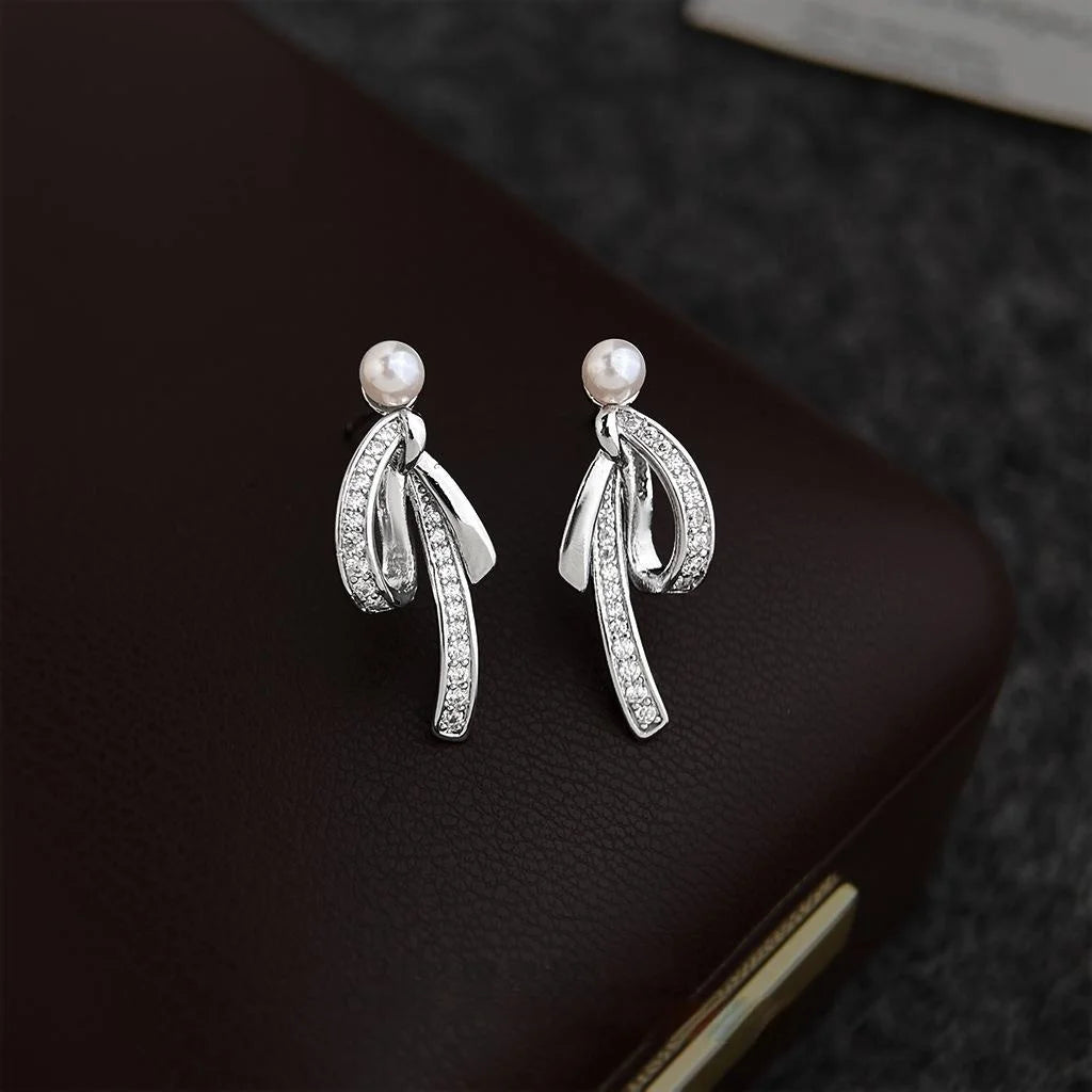 Fashion Zircon Bow Tassel Drop Earrings Eco-Friendly Copper Sweet Cool Jewelry