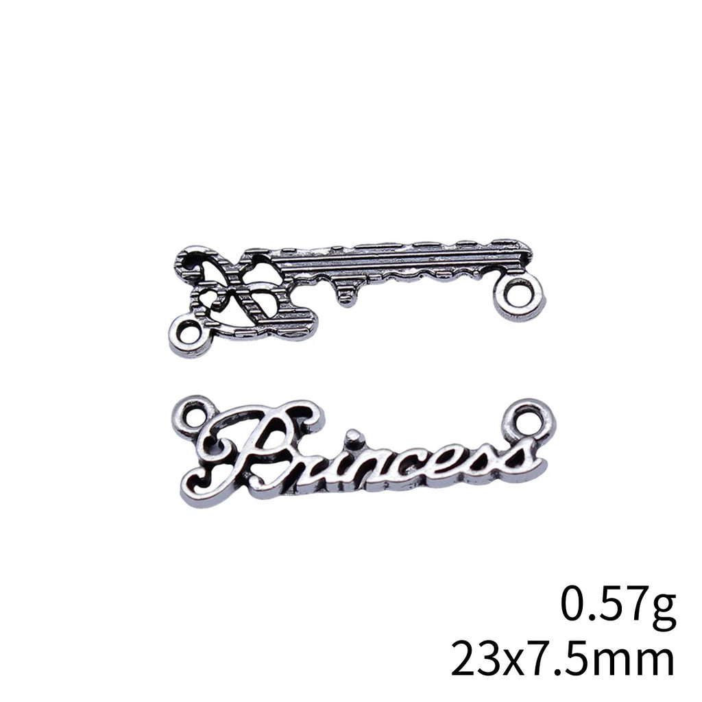 23x7.5mm 0.57g Antique Silver Zinc Alloy Princess Connector Charm for DIY Bracelet Necklace Jewelry
