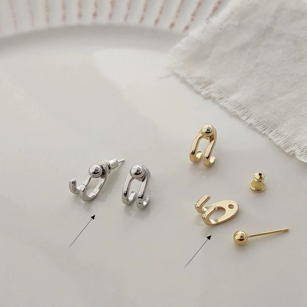 Real Gold Plated Alloy Geometric Circle Line Drop Earrings Korean Casual Minimalist
