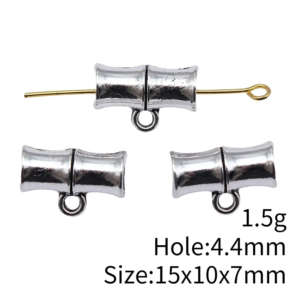 15x10x7mm 1.5g Antique Silver Zinc Alloy Bamboo Three Hole Connector Charm for DIY Jewelry Making