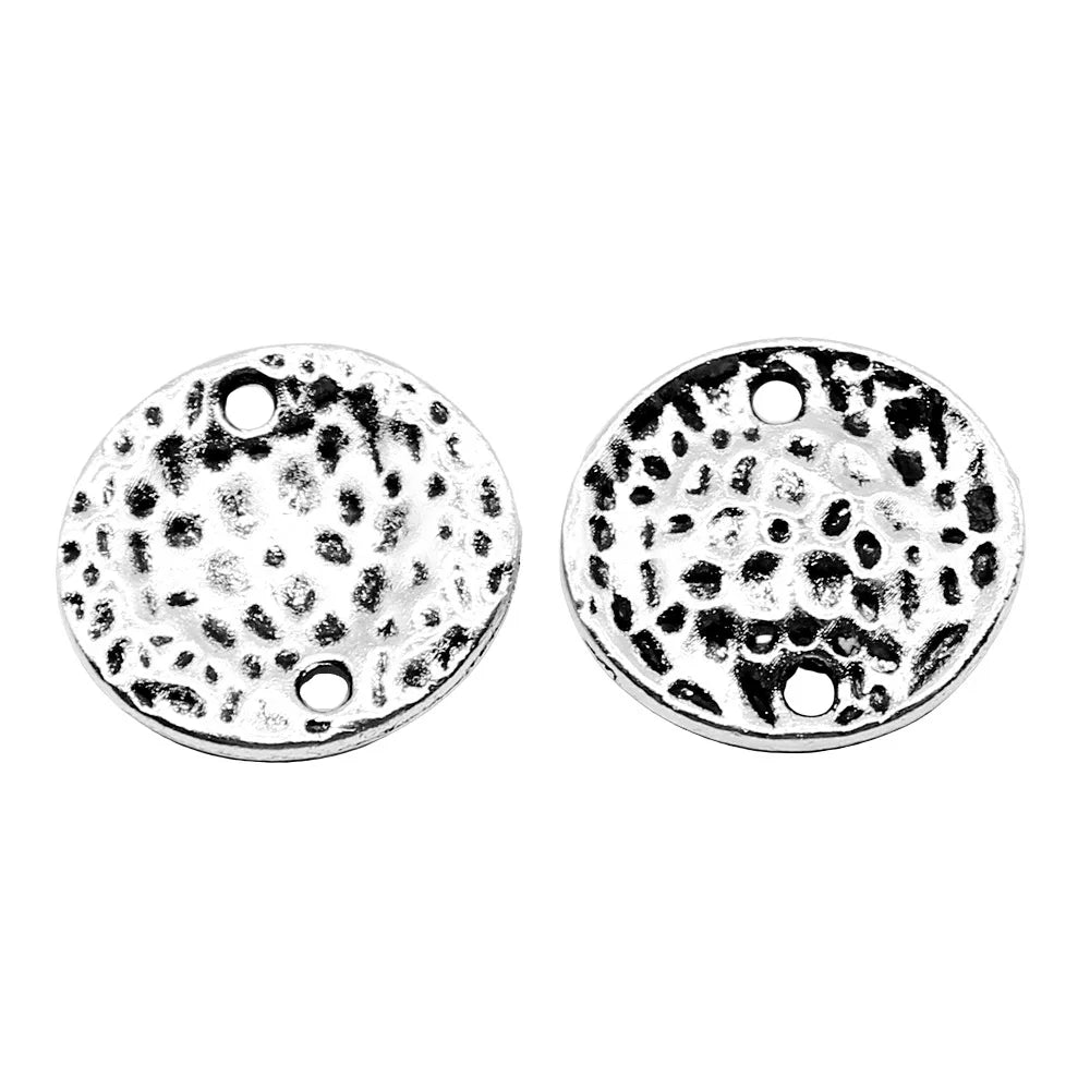 15mm 1.2g Antique Silver Zinc Alloy Water Ripple Tag Connector Charm for DIY Necklace Making