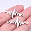 34x18mm 1.56g Antique Silver Zinc Alloy ECG Heartbeat Connector Charm Pendant for DIY Jewelry Making