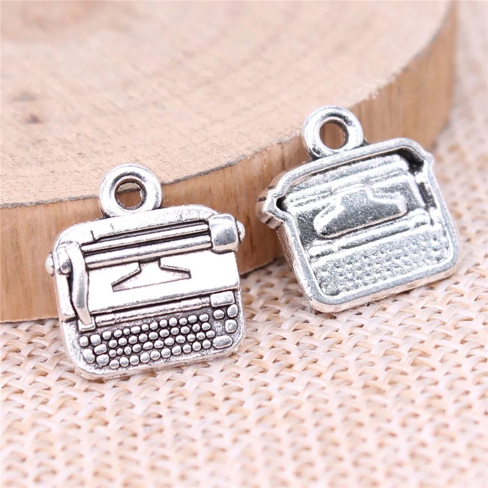 15x14mm 1.56g Antique Silver Zinc Alloy Typewriter Charm Pendant for DIY Necklace Bracelet Making
